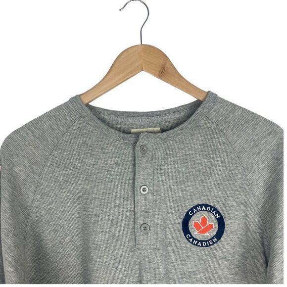 Arborist unisex Canada Grey Embroidered Waffle Knit Long Sleeve Henley US M - Picture 3 of 6